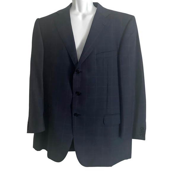 Ermenegildo Zegna Men Suit Jacket Switzerland Grey Windowpane 48R Neiman Marcus - Picture 5 of 14